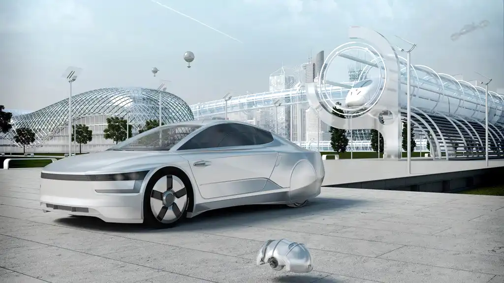Architekturvisualisierung eines futuristischen Gebäudes