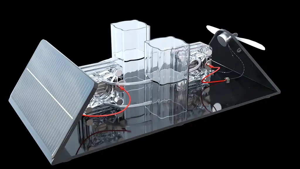 Technische Visualisierung eines Wasserstoff Experiments