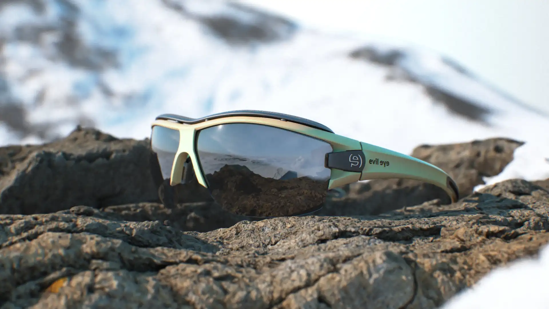 Produkt Rendering einer Brille im Outdoor Setting